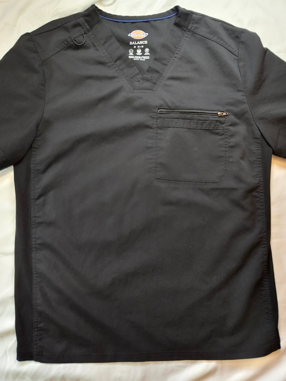 Dickies Balance Mens Black V-neck Short Sleeve Medical Scrub Shirt Size Medium